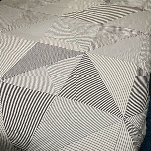 Striped Geometric Duvet Cover Set, Cal King with 2 Pillow Shams